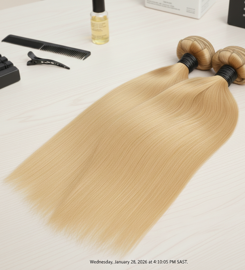 Raw unprocessed blonde hair bundles